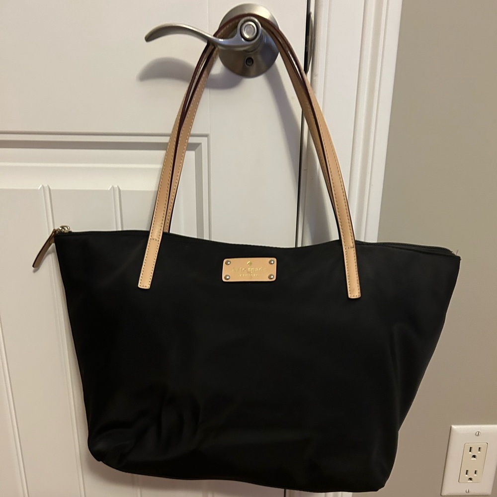 Kate Spade Black Tote Bag with Tan Handles